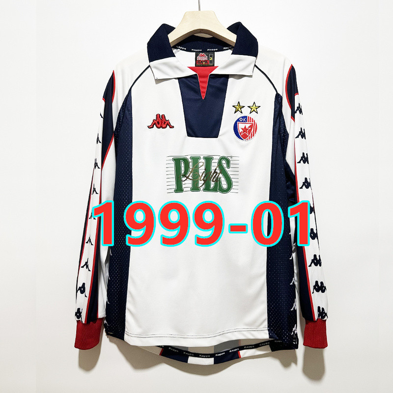Maillot extérieur Red Star Belgrade 1999-01 manches longues rétro