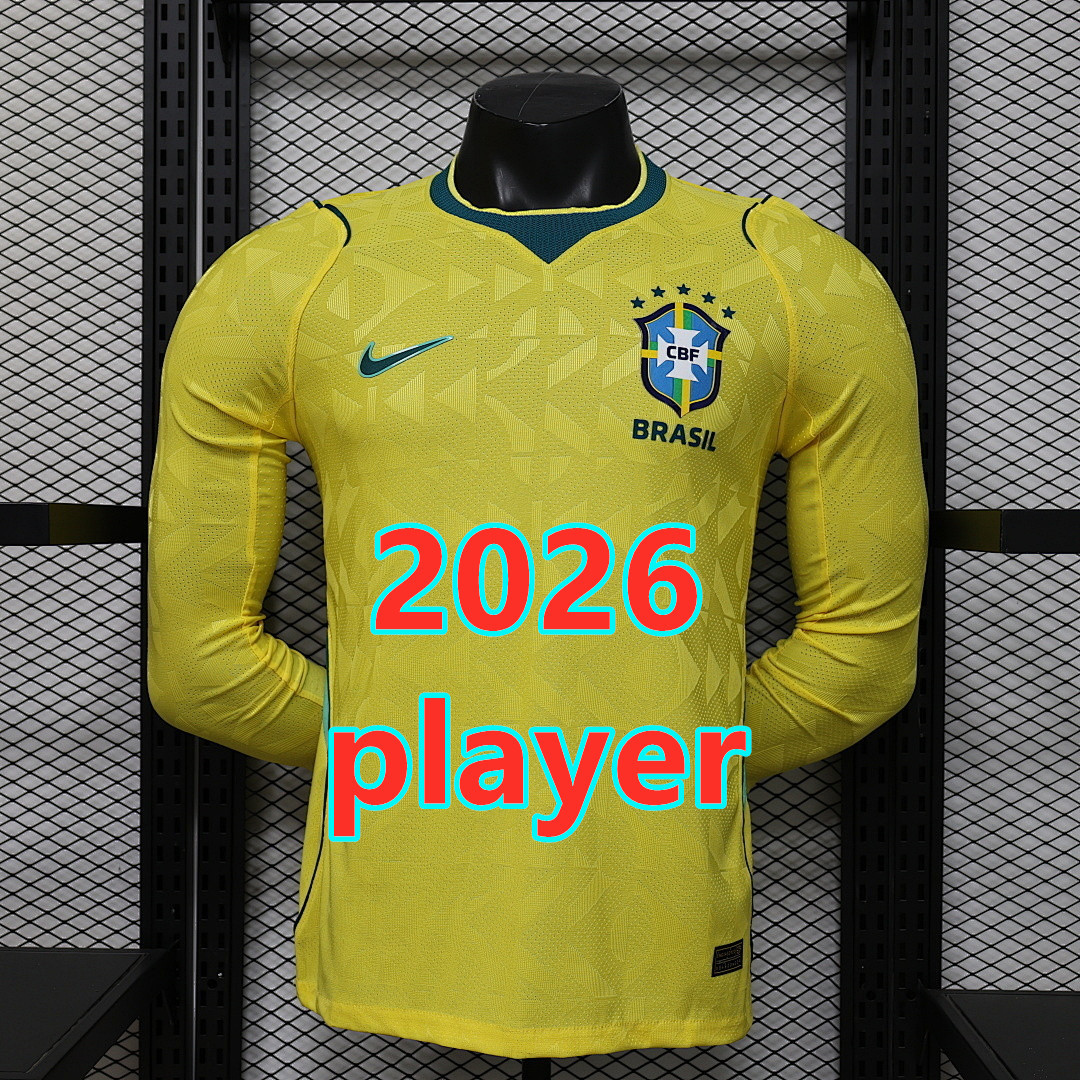 Maillot domicile Brésil 2026 manches longues (version joueur)